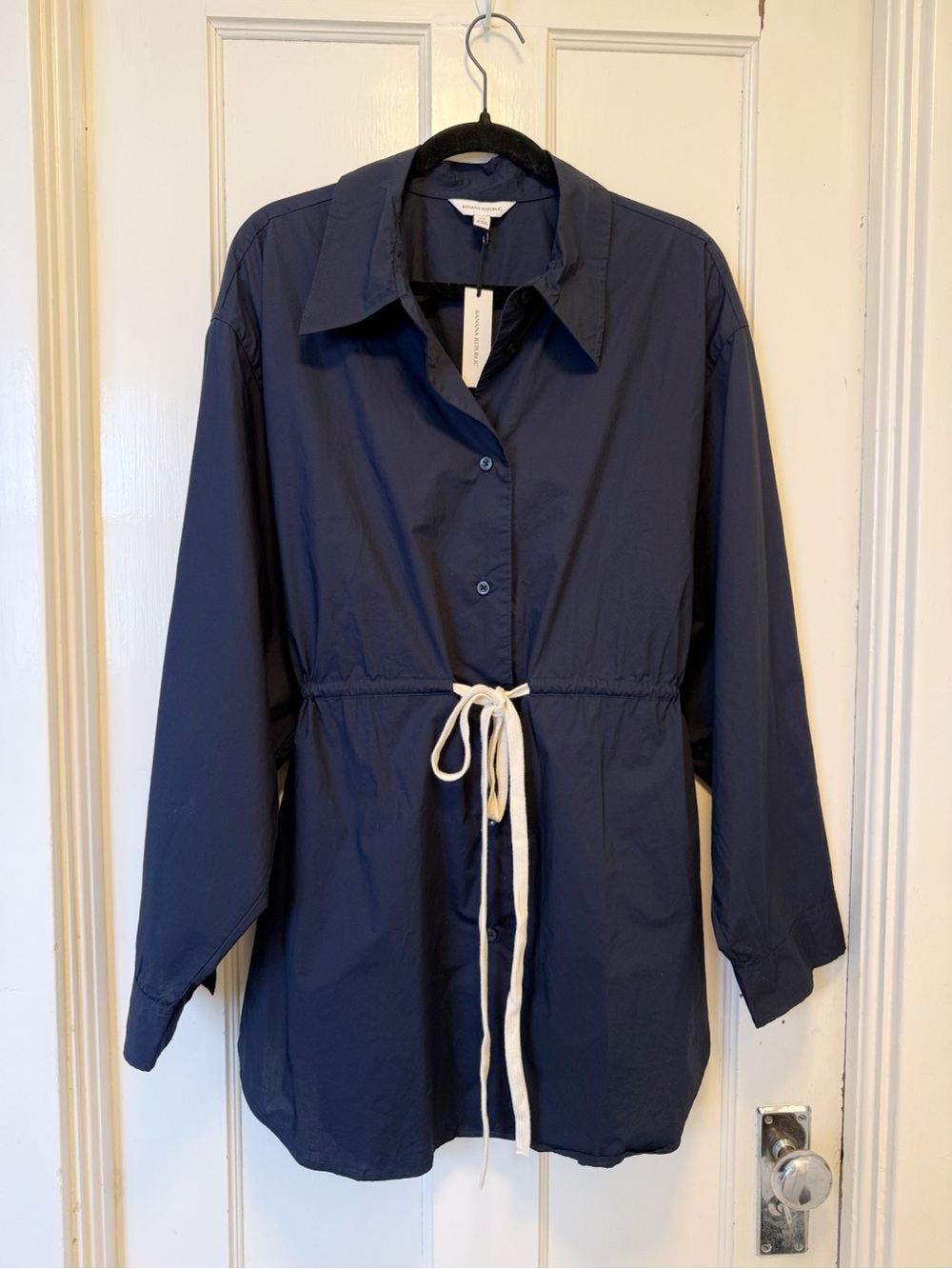 NWT Banana Republic Navy Cotton Poplin Drawstring Tunic
